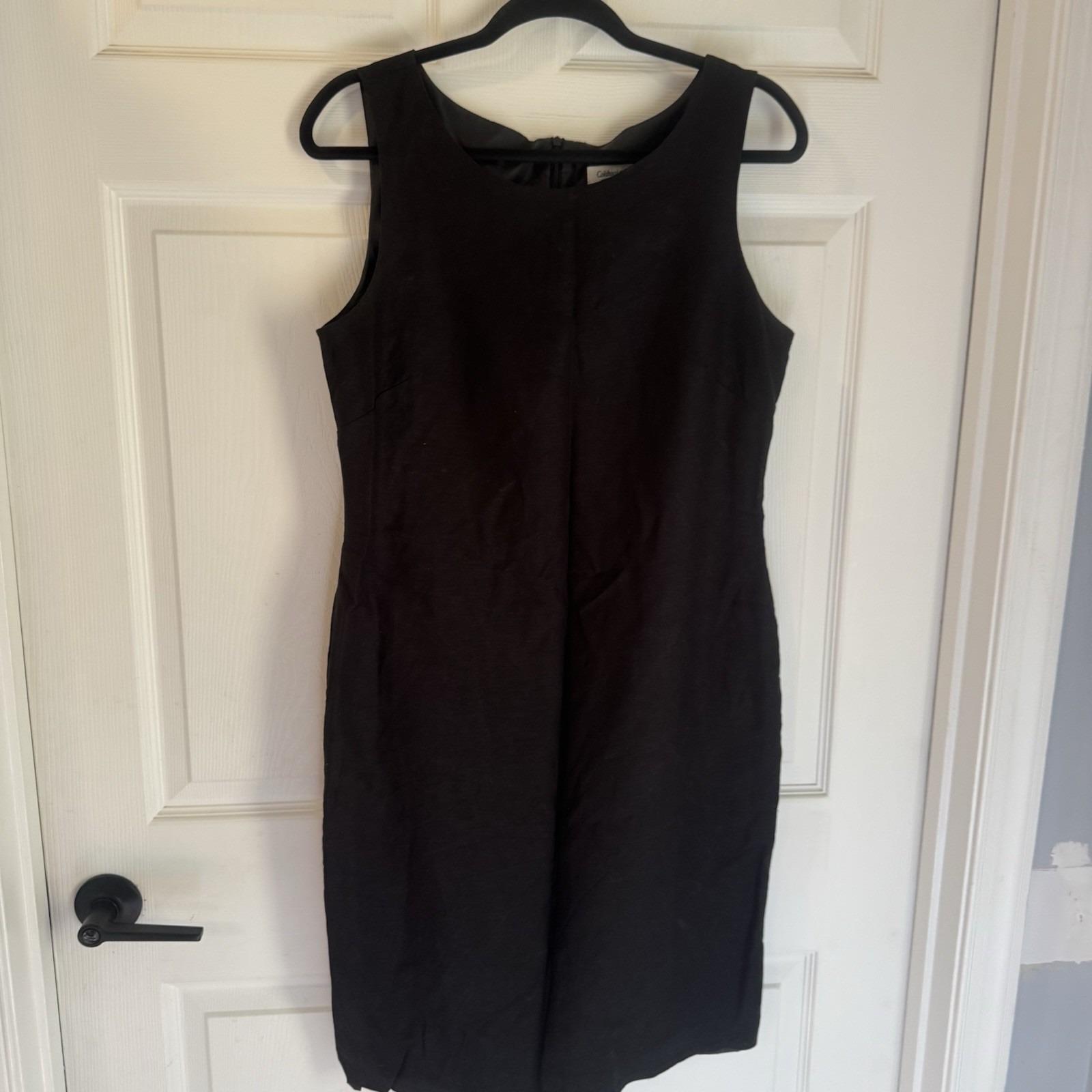 Coldwater Creek Womens Linen Blend Shift Dress Sz 12 Black Sleeveless Lined